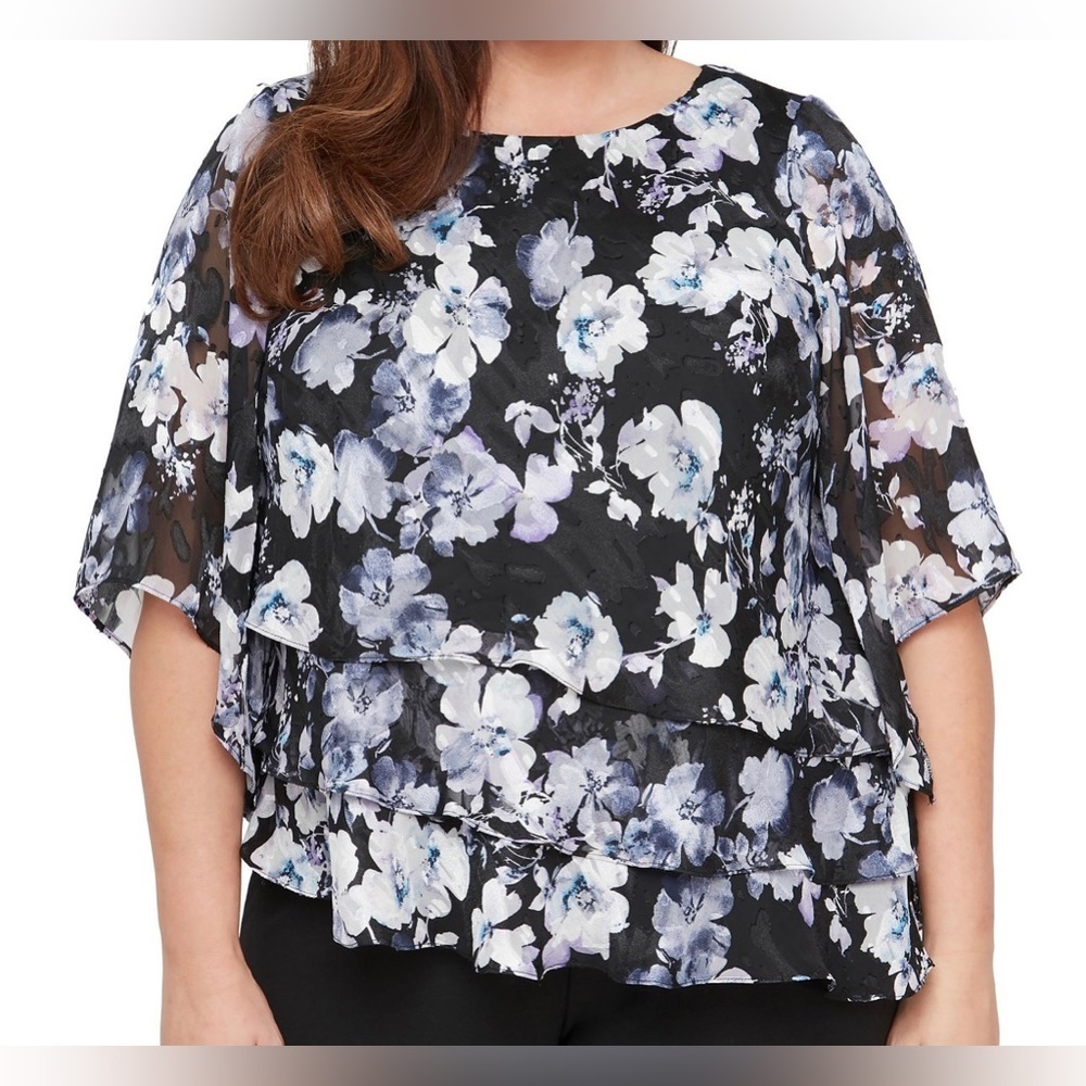 Alex Evenings - Floral-print Tiered Chiffon top. Great for spring/summer… - Picture 7 of 8